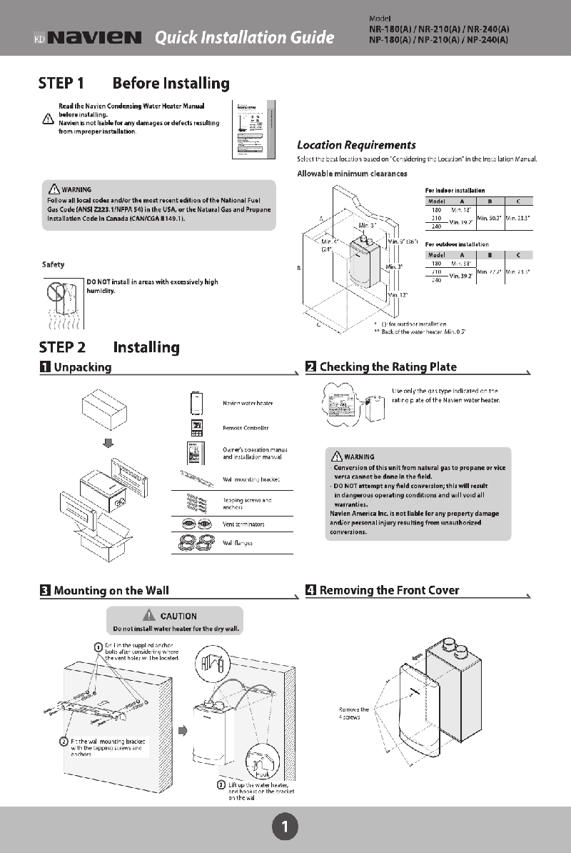 Navien Npe240a2 Installation Manual